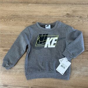 Nike Kids Gray and Yellow Logo Sweatshirt